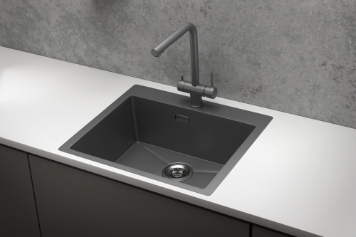 Кухонная мойка Granula 5951, ГРАФИТ МАТОВЫЙ 60х50 цвет черный поверхность матовая