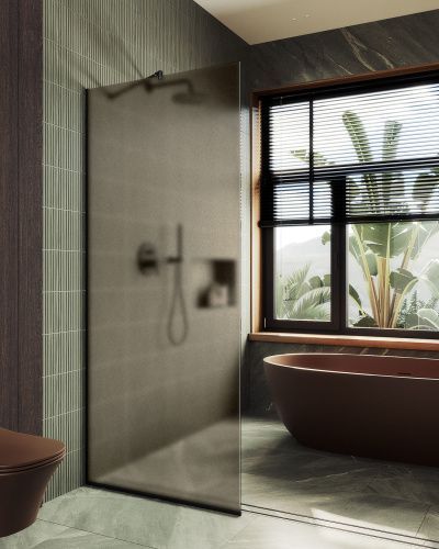 Душевая перегородка Maybah Glass MGD-685-6у 120х195 стекло тонированное профиль черный