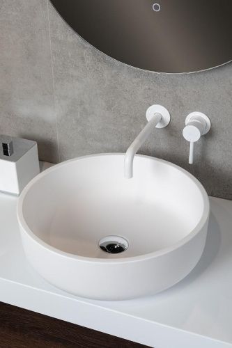 Раковина из искусственного камня Boheme 819-W 40х40 накладная цвет белый без отверстий под смеситель