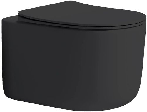 Унитаз подвесной Boheme Flow 969-SET-B цвет черный с сиденьем микролифт безободковый смыв торнадо