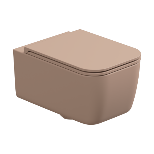 Чаша унитаза подвесная GSG Ceramic Design Brio BRWCSO032 цвет бежевый без сиденья безободковая каскадный смыв