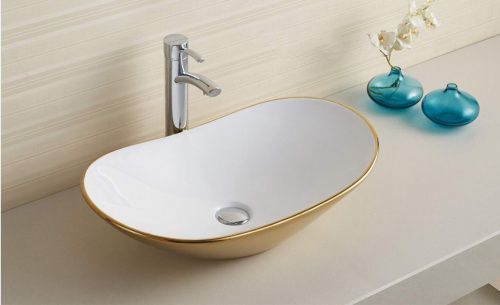 Раковина из сантехнического фаянса CeramaLux 7811AJW 60х40 накладная цвет белый без отверстий под смеситель