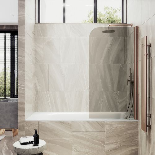 Душевая шторка на ванну Maybah Glass MGV-622-2 80х140 стекло тонированное профиль бронза ориентация универсальная