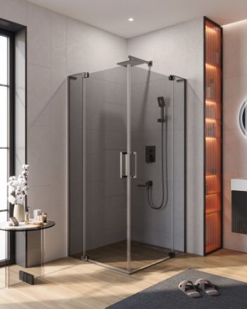 Душевой уголок Cezares SLIDER SLIDER-AH-2-90/100-100/110-GRIGIO-GM 100х90 стекло тонированное профиль оружейная сталь без поддона