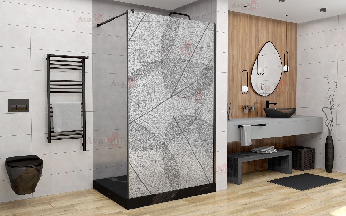 Душевая перегородка AvaCan MB120MT 120х200 стекло матовое профиль черный