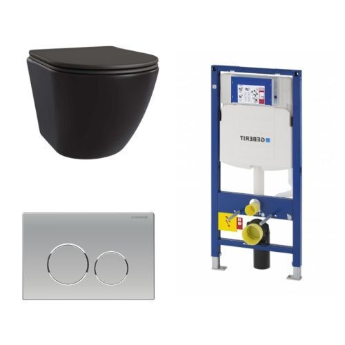 Сет унитаз + инсталляция + кнопка 111.300.00.5+FP.330.46.01+AM25010 Nero