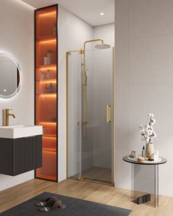 Душевая дверь Cezares SLIDER SLIDER-B-1-80/90-C-BORO 80х195 стекло прозрачное профиль золото