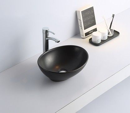 Раковина из сантехнического фаянса CeramaLux 7138MB 40х30 накладная цвет черный без отверстий под смеситель