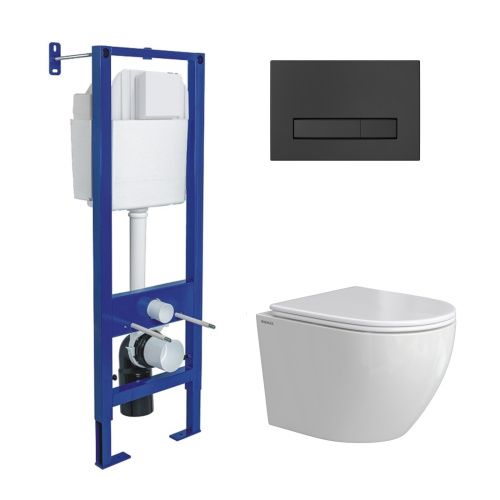 Комплект унитаз с инталляцией и клавишей смыва Berges АТОМ Line 043393