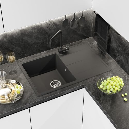 Кухонная мойка Misty Linkor LIN-78х51-01 80х50 цвет черный поверхность матовая