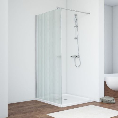 Душевая перегородка Vegas-Glass EAF TUR+NOVO EAF TUR NOVO 116 08 Moru 115х200 стекло рифленое профиль хром