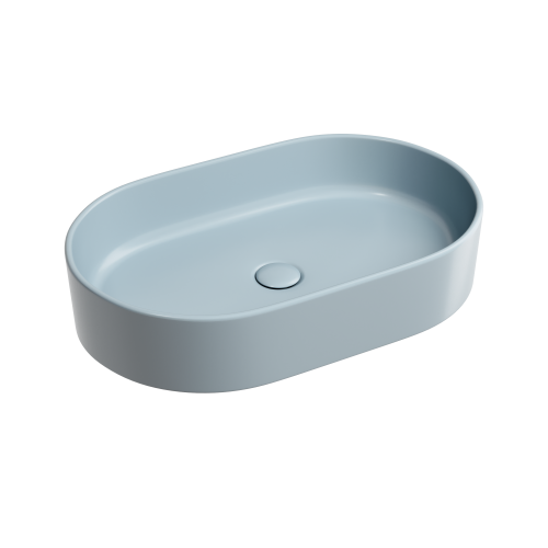 Раковина из сантехнического фарфора Ceramica Nova ELEMENT CN6048MHL 60х40 накладная цвет голубой без отверстий под смеситель