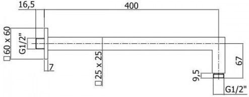 Верхний душ с держателем Paffoni Syncro ZSOF075CR + ZSOF063CR 20х40 хром - фото 3