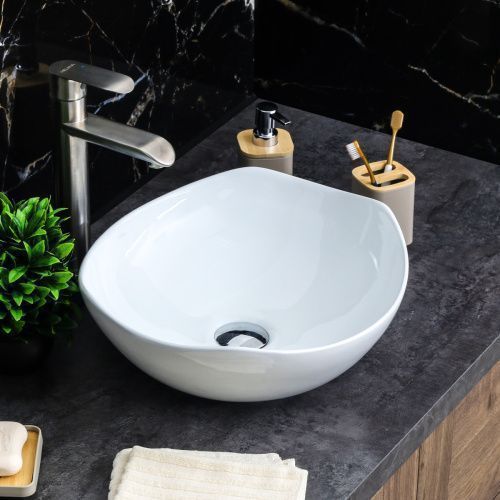 Раковина из сантехнического фарфора Melana 320329-805 40х40 накладная цвет белый без отверстий под смеситель