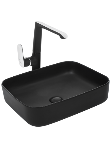 Раковина из сантехнического фаянса WeltWasser WW SK 10000004538 40 см накладная цвет черный без отверстий под смеситель