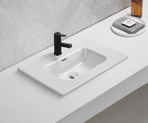 Раковина керамическая Gid Integrado 71156 70х50 встраиваемая цвет белый 1 отверстие под смеситель