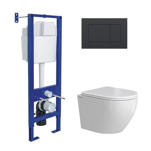 Комплект унитаз с инталляцией и клавишей смыва Berges АТОМ 043396