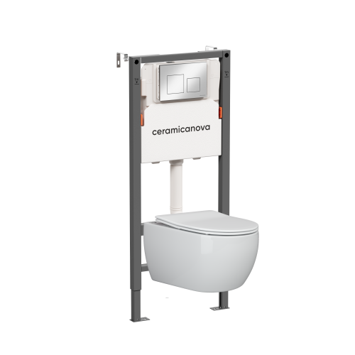 Инсталляция с кнопкой + унитаз Ceramica Nova Balance/Play CN3001_121002CH