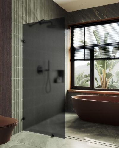 Душевая перегородка Maybah Glass MGD-271-6 80х195 стекло тонированное профиль черный