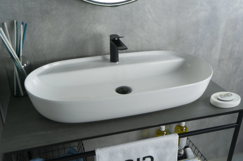 Раковина керамическая Gid Lago 51190 80х40 накладная цвет белый 1 отверстие под смеситель