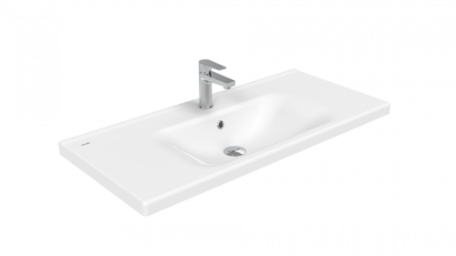Раковина из сантехнического фарфора Creavit Eksen EK100-00CB00E-0000 100х40 накладная цвет белый