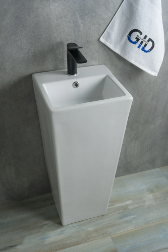 Раковина керамическая Gid Autonomo 81104 30х30 напольная цвет белый 1 отверстие под смеситель