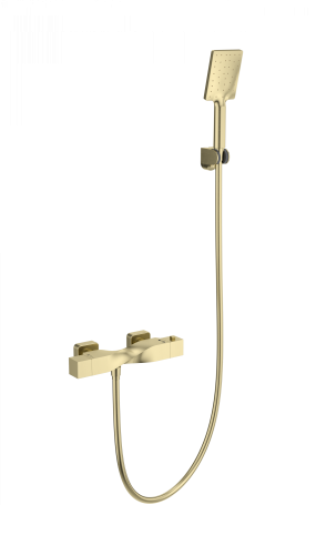 Смеситель для душа Wonzon & Woghand WW-B2025-A-BG настенный золото с термостатом