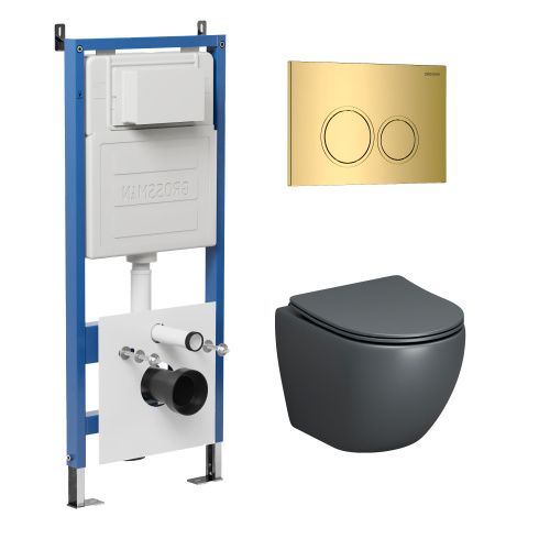 Инсталляция + кнопка смыва + унитаз Grossman Galaxy 97.4455GMS.01.300