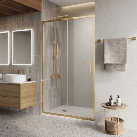 Душевая дверь BelBagno LUCE LUCE-B-1-120-C-ORO стекло прозрачное профиль золото