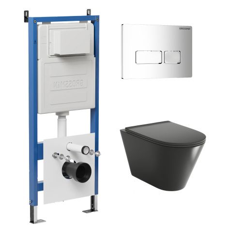Инсталляция + кнопка смыва + унитаз Grossman Pragma 97.4477BMSQ.03.100