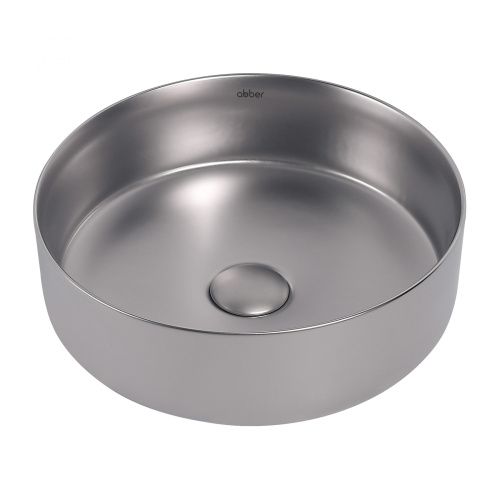 Раковина из сантехнического фаянса Abber BEQUEM AC2108MS 40х40 накладная цвет хром без отверстий под смеситель