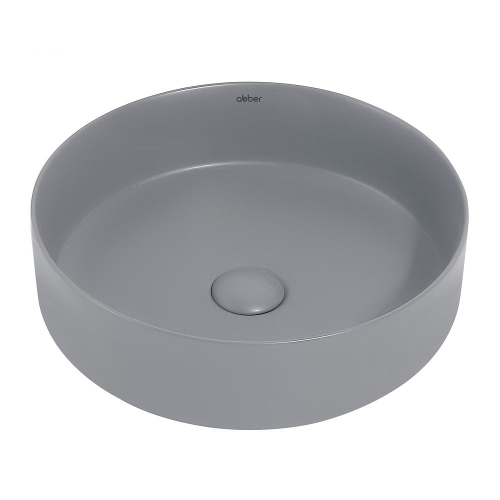Раковина из сантехнического фаянса Abber BEQUEM AC2109MG 40х40 накладная цвет серый без отверстий под смеситель