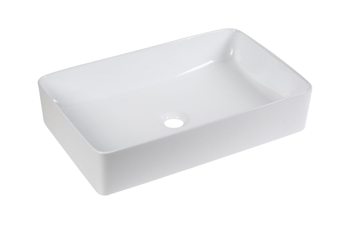 Раковина из сантехнического фарфора Milleau MIEL MU7060C-GW 60х40 накладная цвет белый без отверстий под смеситель