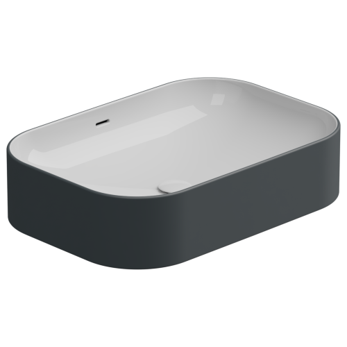 Раковина керамическая GSG Ceramic Design Easy EALAVTP60BI000/028 60х40 накладная цвет белый/черный без отверстий под смеситель