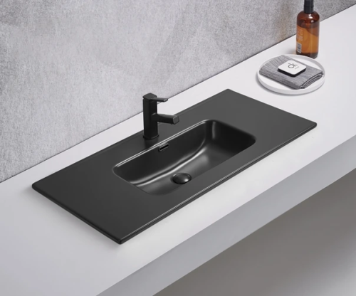 Раковина керамическая Gid Integrado 72207 100х50 встраиваемая цвет черный 1 отверстие под смеситель