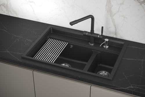 Кухонная мойка Granula Kitchen Space 7302, ЧЁРНЫЙ 75х50 цвет черный поверхность матовая