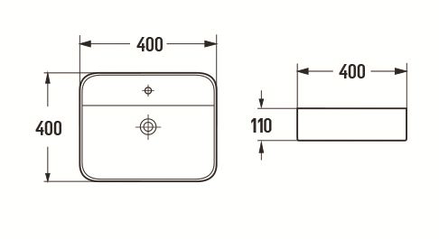 Раковина из сантехнического фаянса CeramaLux 78574 40х40 накладная цвет белый 1 отверстие под смеситель - фото 2