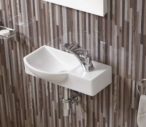 Раковина из сантехнического фаянса CeramaLux 7947AL 40х20 подвесная цвет белый 1 отверстие под смеситель