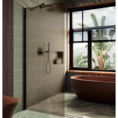 Душевая перегородка Maybah Glass MGD-679-6ш 110х195 стекло тонированное профиль черный