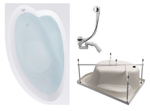 Ванна акриловая Timo IVA IVA1610L-KTIVA16-SPV1505 160х100 пристенная асимметричная с каркасом