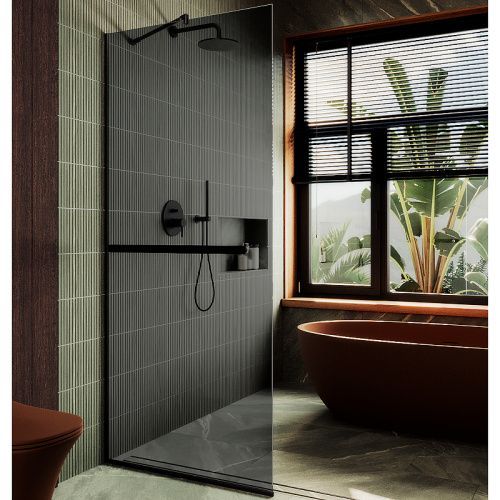 Душевая перегородка Maybah Glass MGD-711-6у 110х195 стекло тонированное профиль черный