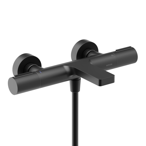 Смеситель для ванны и душа Sancos Etna SC9006MB настенный черный с термостатом