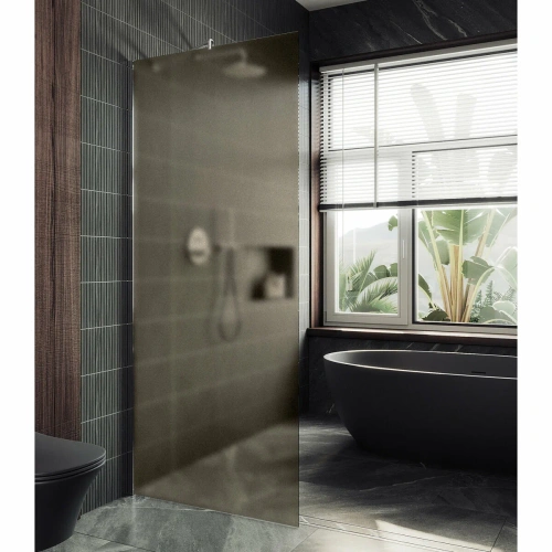 Душевая перегородка Maybah Glass MGD-1354-2ш 100х195 стекло тонированное профиль бронза
