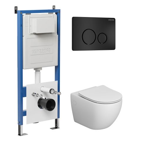 Инсталляция + кнопка смыва + унитаз Grossman Style 97.4411S.05.21M