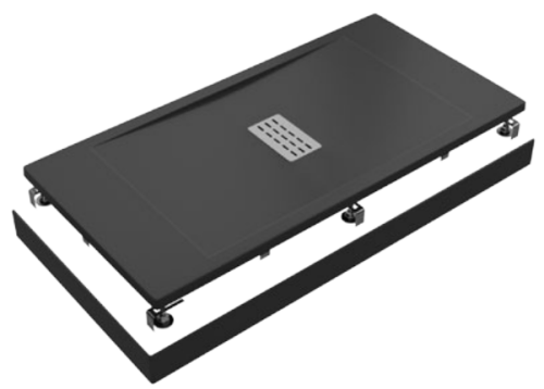 Душевой поддон из искусственного камня Good Door Flow ЛП00122 100х70 черный без каркаса