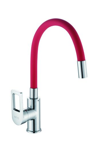 Смеситель для кухни D-Lin D155308-4 на мойку хром/красный