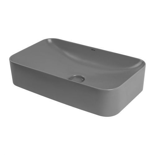 Раковина из сантехнического фаянса Abber RECHTECK AC2204MG 60х40 накладная цвет серый без отверстий под смеситель