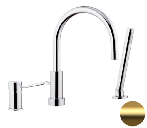 Смеситель Remer Minimal N072BG на борт ванны золото