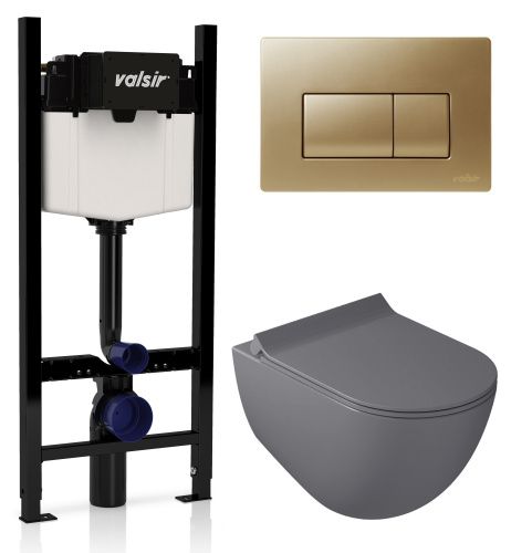 Комплект унитаз с инсталляцией и клавишей смыва Valsir KIT VSMG 7317GM Slim P1