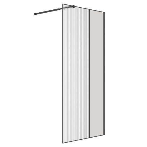 Душевая перегородка Niagara Nova NG-481-90FBLACK 90х200 стекло рифленое/тонированное профиль черный